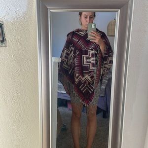 Tribal print poncho from Nepal